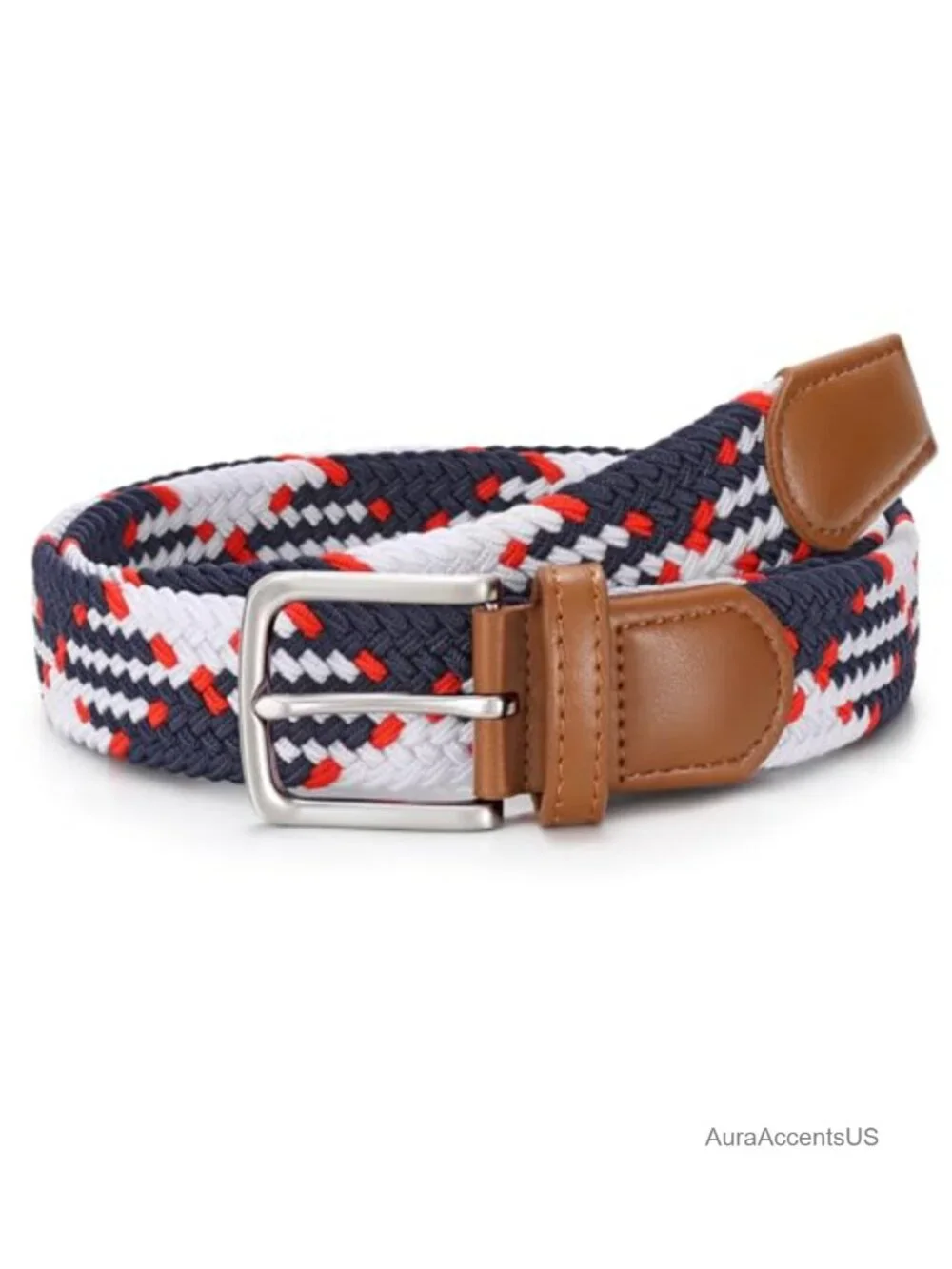 Elastic Braided Stretch Belt for Men - No-Hole Adjustable Nylon Golf Casual